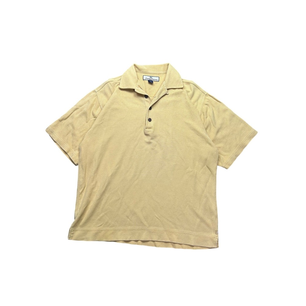 Tommy Bahama Mens Polo Shirt Silk Cotton Blend Size S Tan Short Sleeve Collared